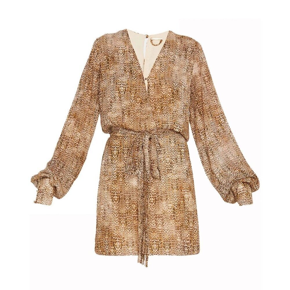 Alexis Dula Dress in Animal Print XSmall New Womens Faux Wrap Mini - Picture 9 of 16
